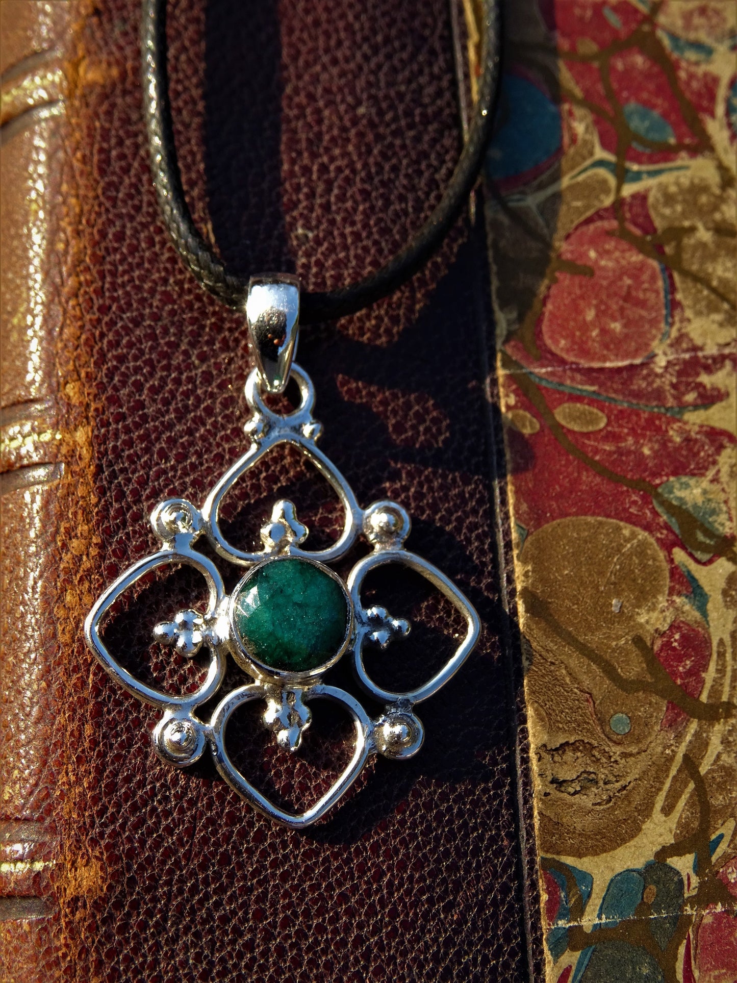 "VENUS" Necklace with Emerald Pendant set in 925 Silver