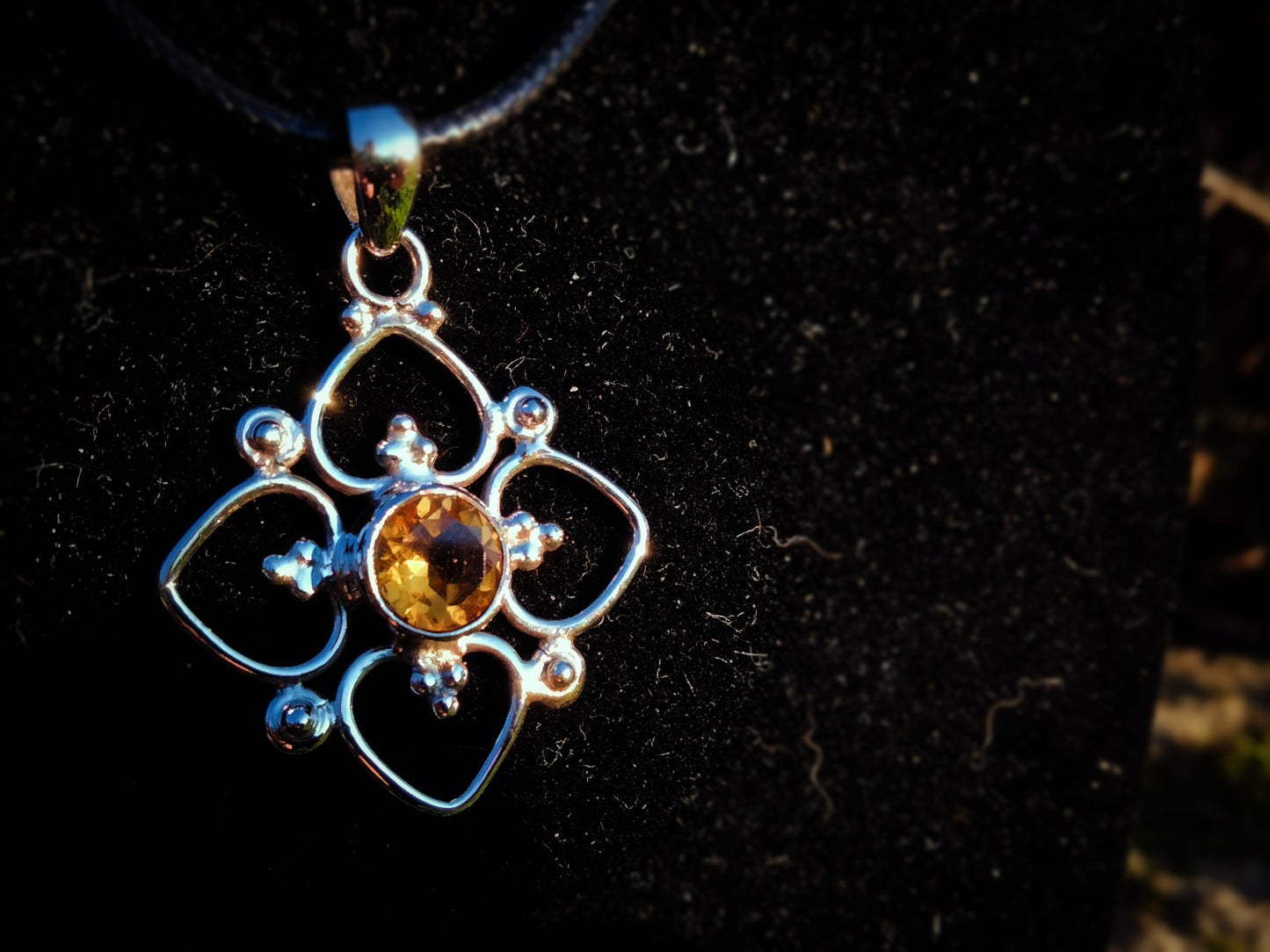 "VENUS" Necklace with Citrine Pendant set in 925 Silver