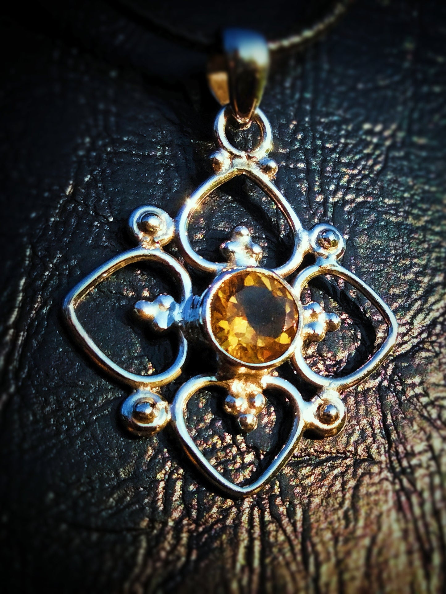 "VENUS" Necklace with Citrine Pendant set in 925 Silver