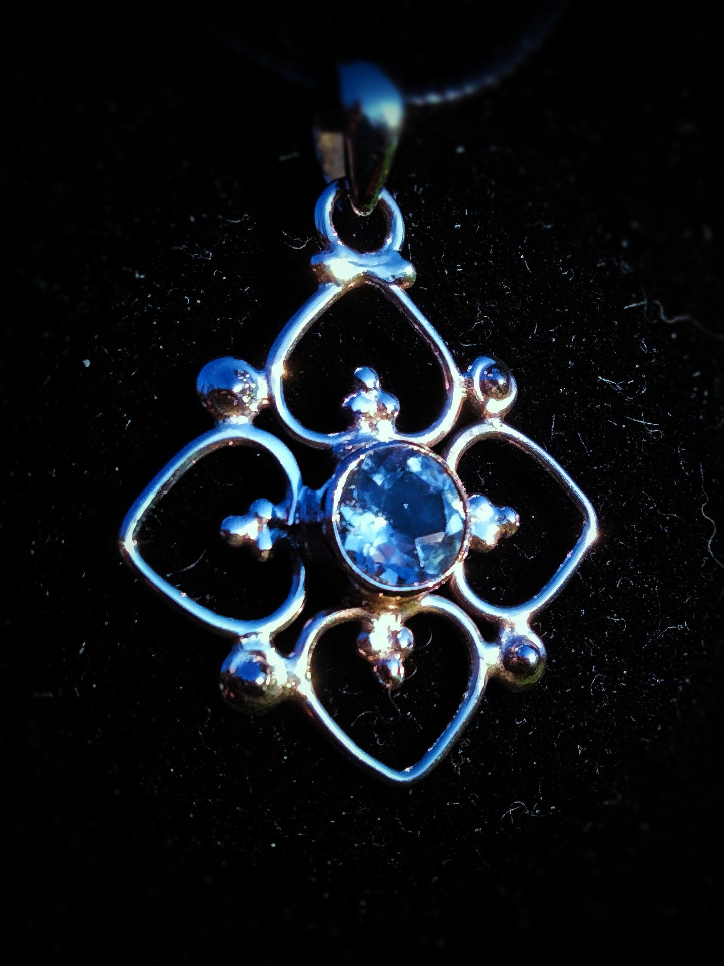 "VENUS" Necklace with Blue Topaz Pendant set in 925 Silver