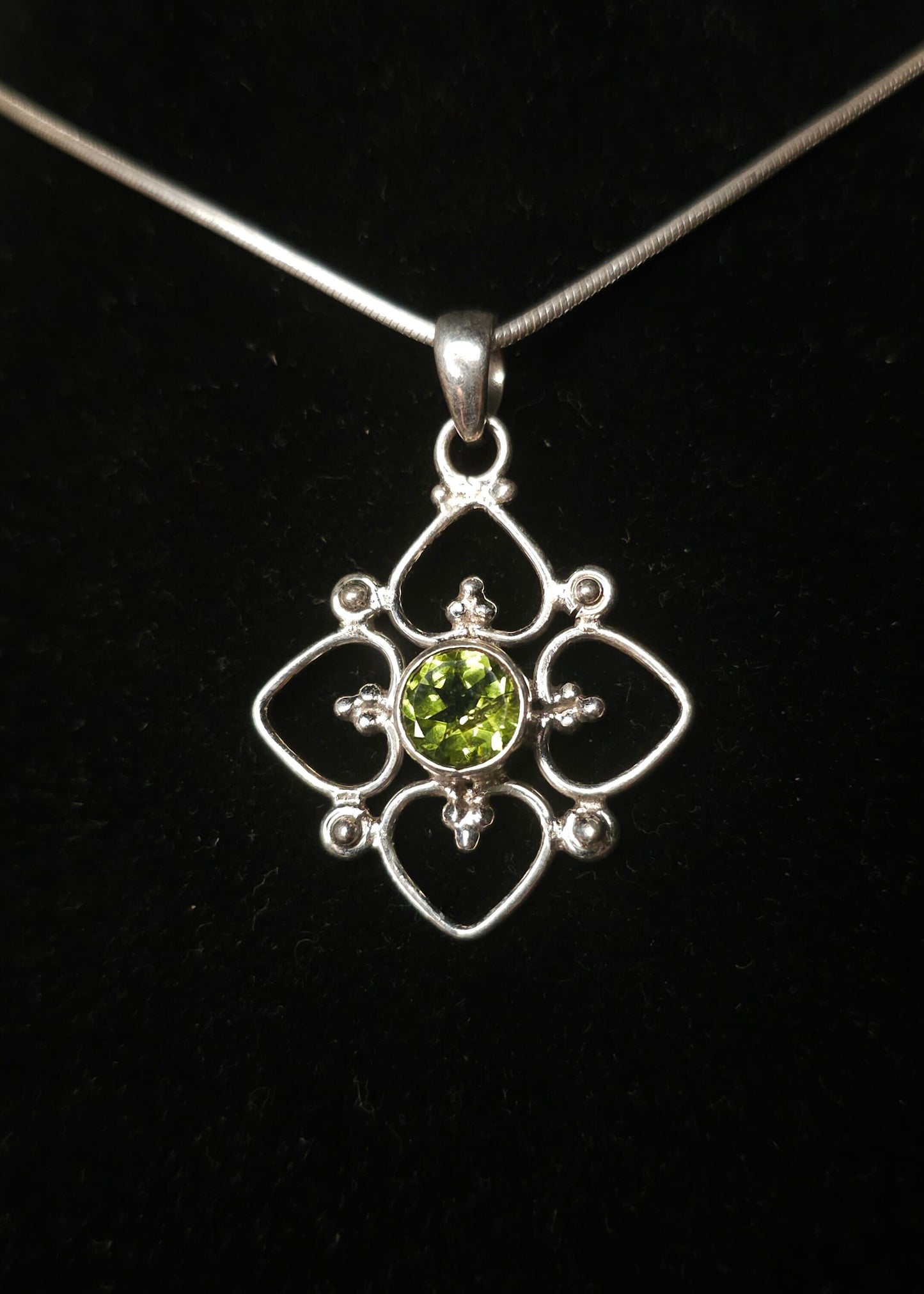 "VENUS" Necklace with Peridot Pendant set in 925 Silver