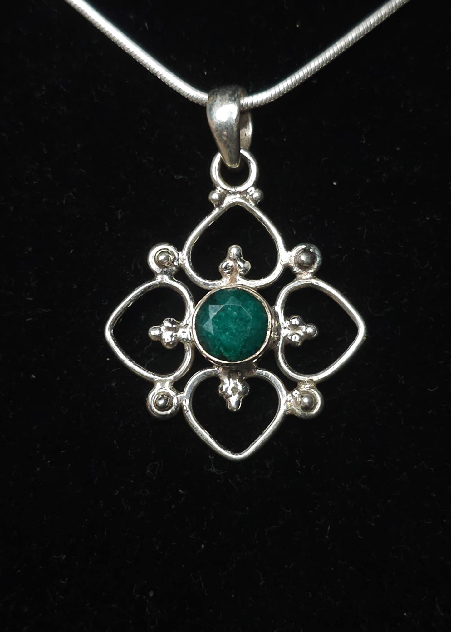 "VENUS" Necklace with Emerald Pendant set in 925 Silver