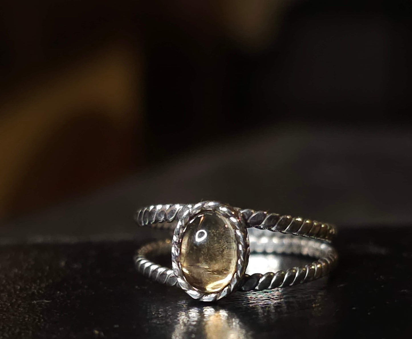 Bague "APHRODITE" avec Citrine serti en Argent 925