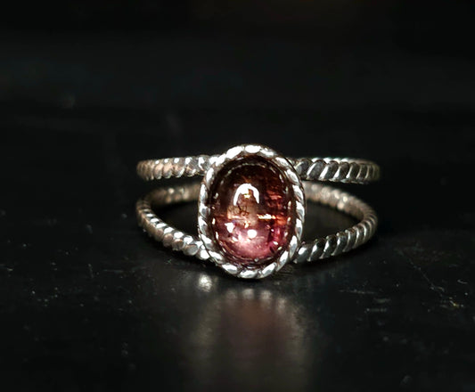 Bague "APHRODITE" avec Tourmaline Rose serti en Argent 925